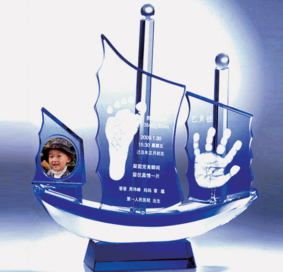 維尼寶貝一帆風順水晶手腳印