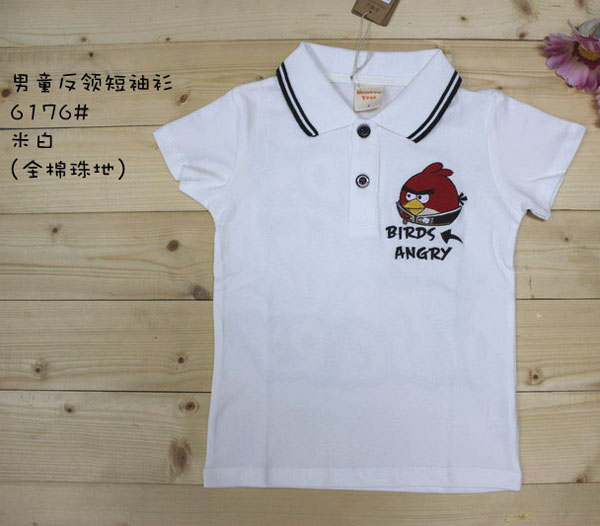 彩虹樹男童反領(lǐng)米白短袖衫