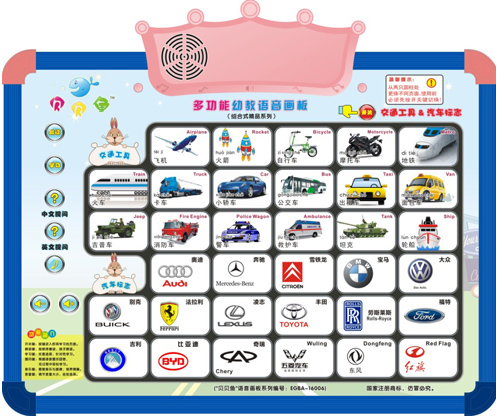 貝貝貝魚多功能幼教學(xué)習(xí)交通工具和汽車標(biāo)志畫板