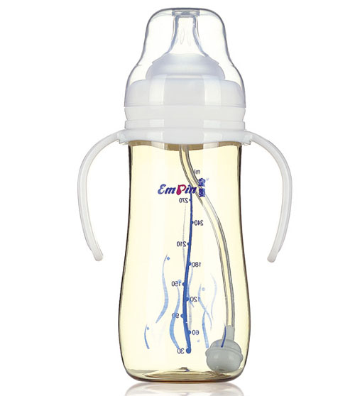 皇嬰PPSU寬口圓弧自動奶瓶300ml白色