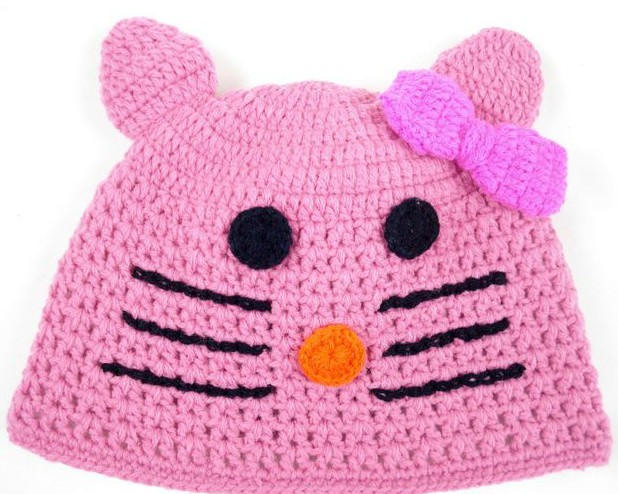 幼之戀花臉小貓幼兒帽粉色