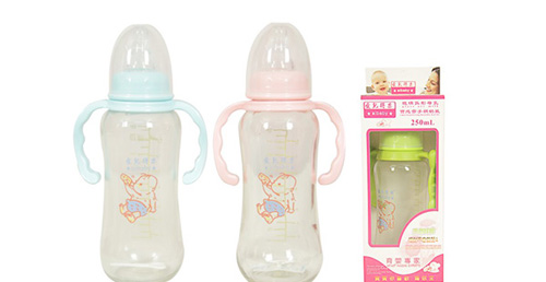 愛兒得樂250ml標口弧形帶把柄玻璃奶瓶