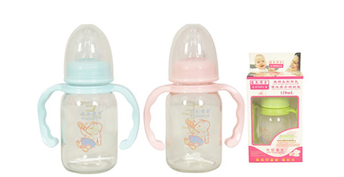 愛兒得樂120ml標口直身帶把柄玻璃奶瓶