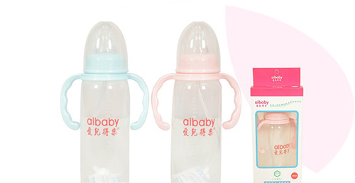 愛兒得樂240ml標(biāo)口PP帶柄自動奶瓶