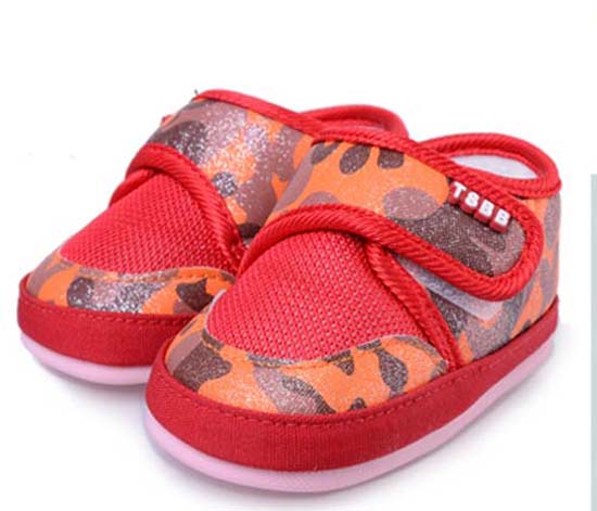 天使之?huà)刖W(wǎng)布+透氣PU幼兒學(xué)步鞋紅色