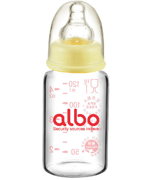 愛(ài)樂(lè)寶標(biāo)口初生玻璃奶瓶150ml黃色