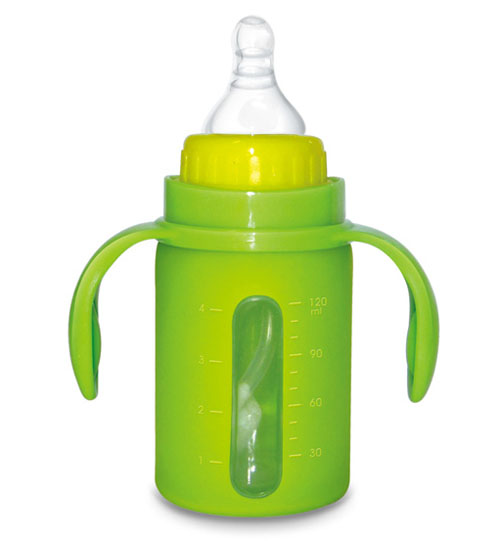 Babykin(貝沁)玻璃+硅膠套標口直身奶瓶120ML