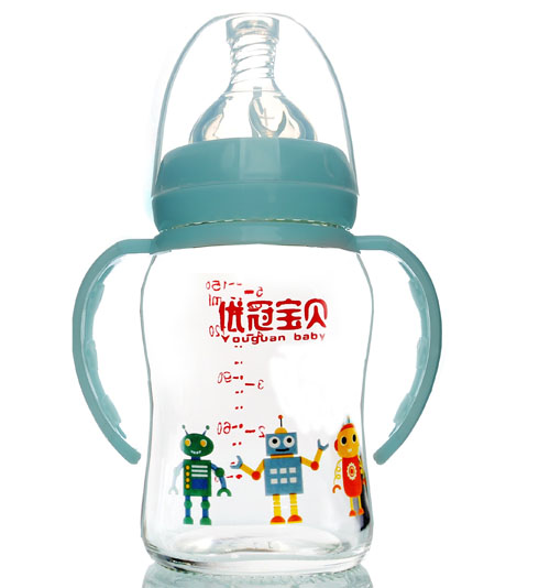 優(yōu)冠寶貝鈦金玻璃奶瓶150ml藍色