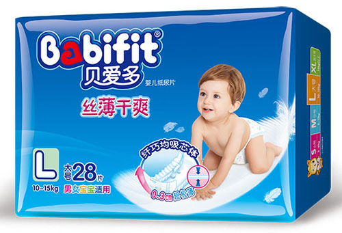 貝愛(ài)多絲薄干爽紙尿片L碼28片中包裝