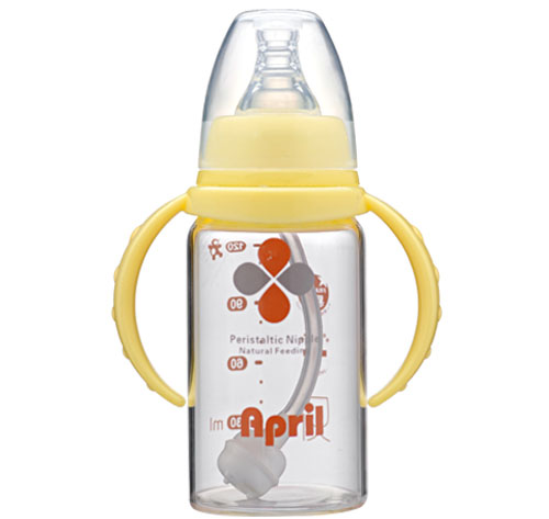 愛普麗鉑金標口玻璃奶瓶120ml黃色