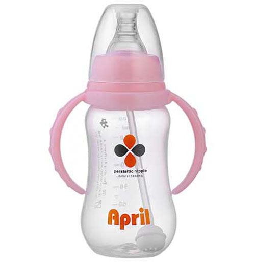 愛(ài)普麗標(biāo)口弧形奶瓶180ml粉色