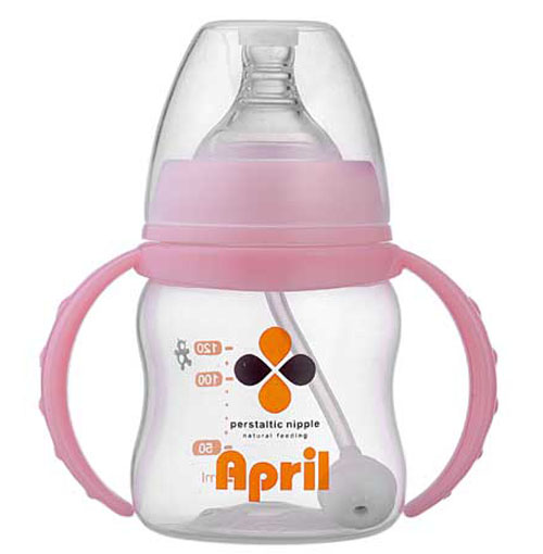 愛普麗寬口弧形奶瓶120ml粉色
