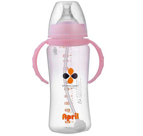 愛(ài)普麗寬口弧形奶瓶360ml粉色