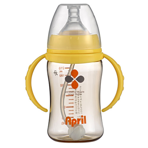 愛普麗PPSU寬口弧形奶瓶210ml黃色