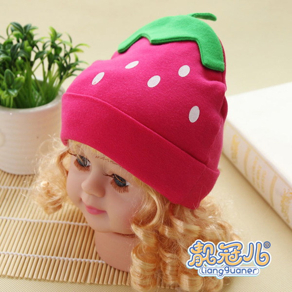 靚冠兒嬰幼兒草莓帽子玫紅色