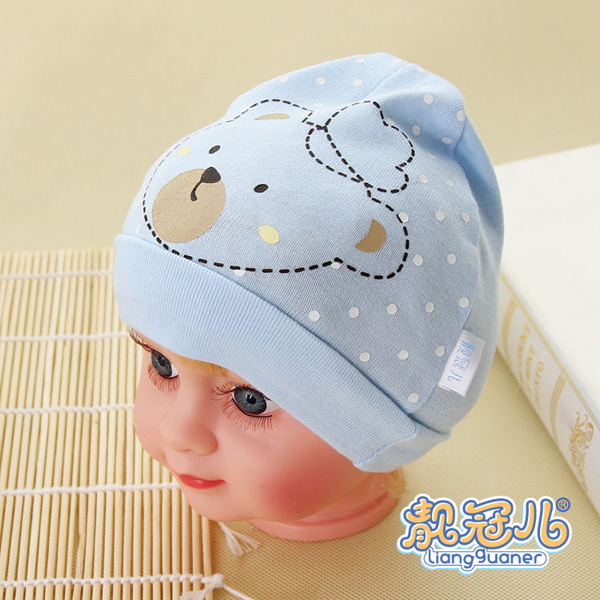 靚冠兒嬰幼兒單層小熊帽子淺藍色