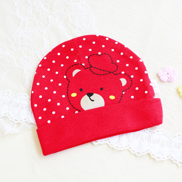 靚冠兒嬰幼兒單層小熊帽子玫紅色