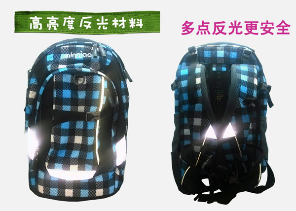 琴鳥魅力格子兒童書包高亮度反光材料