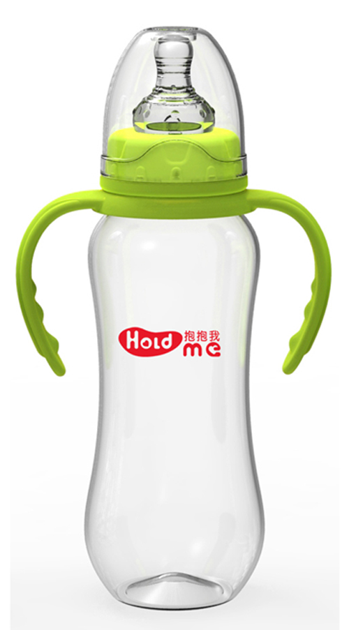 抱抱我標(biāo)口徑300ml葫蘆形帶柄自動(dòng)PP奶瓶