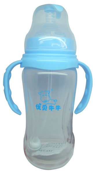 優(yōu)貝牛牛藍(lán)色寬口雙柄全自動(dòng)PP奶瓶280ml