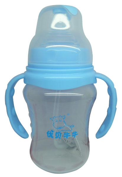 優(yōu)貝牛牛藍(lán)色寬口雙柄全自動PP奶瓶210ml