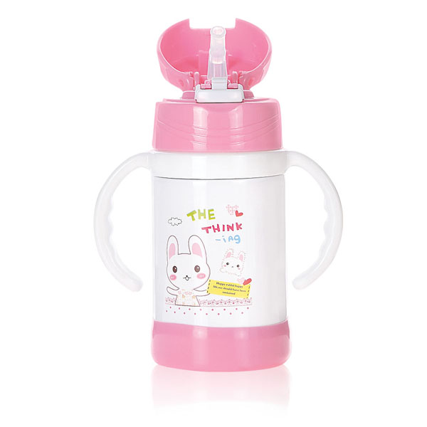 貝樂(lè)嘉粉色卡通保溫環(huán)保水壺