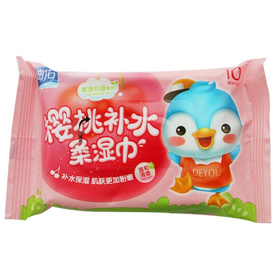 德佑一次性嬰兒櫻桃補(bǔ)水濕巾10片