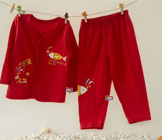 金色小魚純棉大紅雙面桃開套