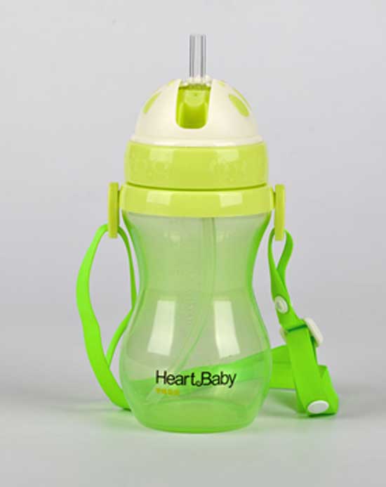 亨特貝貝PP吸管杯360ml帶背帶綠色