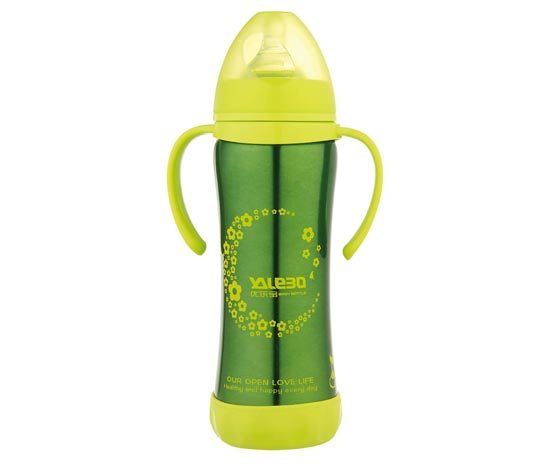 優(yōu)樂寶寬口徑不銹鋼保溫有柄自動奶瓶220ML