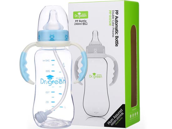 格林博士標口PP自動奶瓶240ML藍色