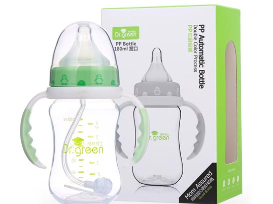格林博士寬口PP自動奶瓶80ML綠色