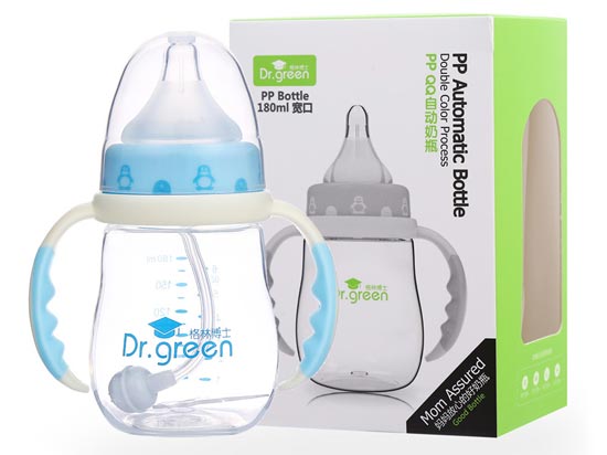 格林博士寬口PPQQ自動奶瓶180ML藍(lán)色