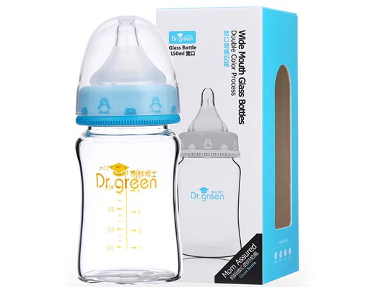 格林博士寬口玻璃奶瓶150ML藍色