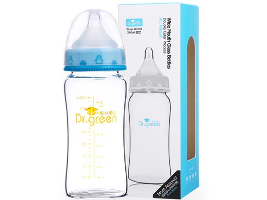 格林博士寬口玻璃奶瓶240ML藍色