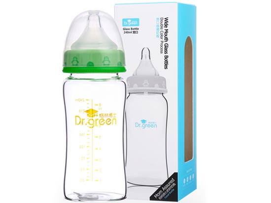格林博士寬口玻璃奶瓶240ML綠色