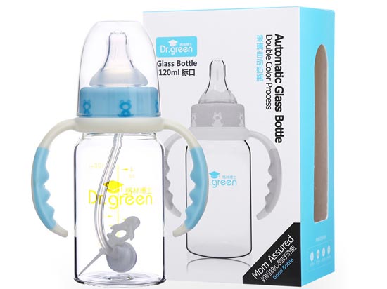 格林博士標(biāo)口自動(dòng)玻璃奶瓶120ML藍(lán)色