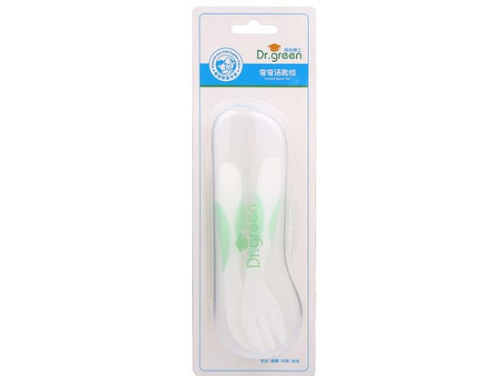 格林博士彎彎湯匙組綠色