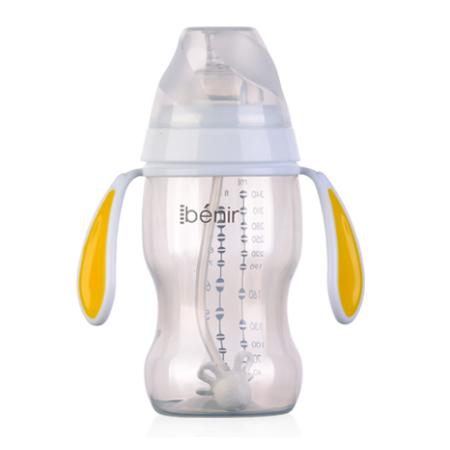 清素350ml寬口自動(dòng)PP奶瓶配變流量奶嘴-黃色