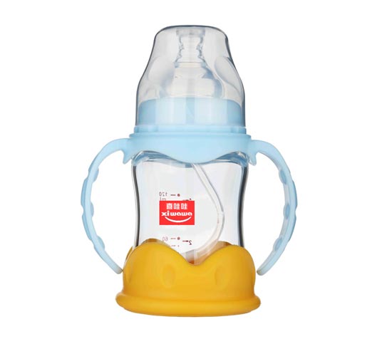 喜哇哇嬰幼兒玻璃奶瓶120ML藍(lán)色