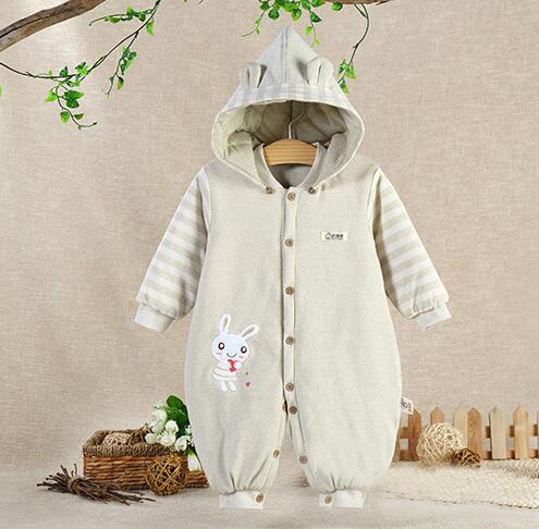蓓琪兔嬰兒服飾2015秋冬新品夾棉系列戴帽開檔哈衣0