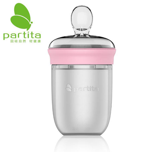 partita硅膠勺頭奶瓶粉色