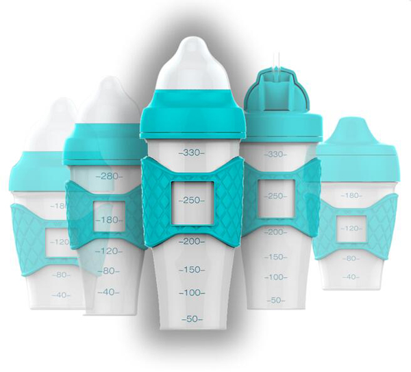 綠糖生活藍(lán)色水晶奶瓶330ml