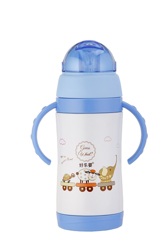 好樂(lè)嬰雙柄水杯圓蓋藍(lán)色
