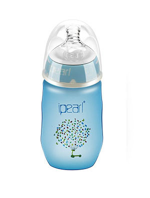 愛貝爾企鵝型初生寶寶玻璃感溫奶瓶260ML