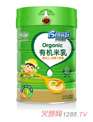 貝努滋嬰幼兒胡蘿卜蘋(píng)果有機(jī)米乳聽(tīng)裝
