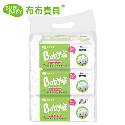 布布寶貝嬰兒棉柔面巾紙綠色120抽