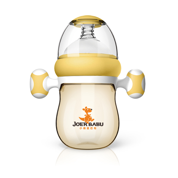 小袋鼠巴布自動(dòng)按摩手柄PPSU奶瓶BP-891黃色