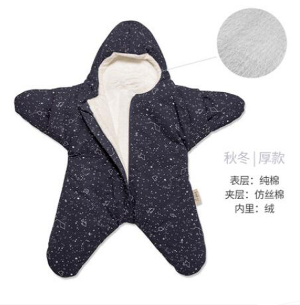 西班牙baby bites 嬰兒小海星睡袋 海軍藍(lán)秋冬厚款