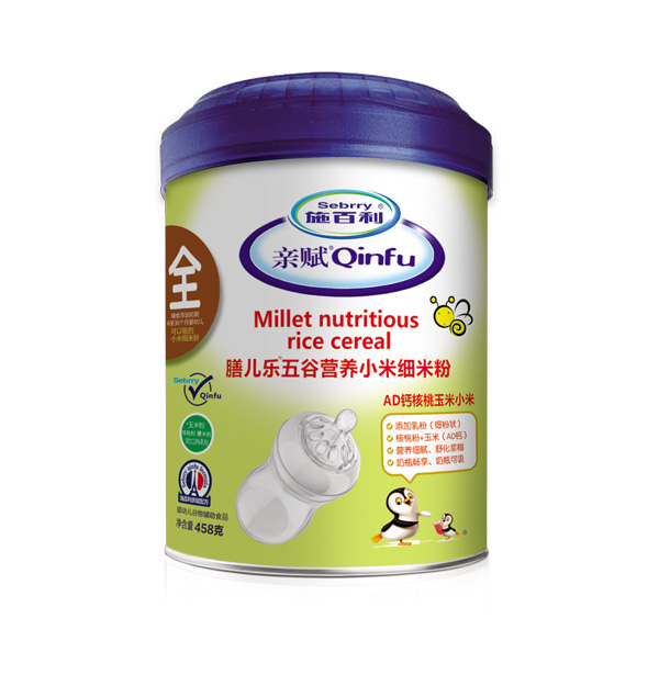施百利親賦膳兒樂(lè)五谷營(yíng)養(yǎng)小米細(xì)米粉-AD鈣核桃玉米小米罐裝